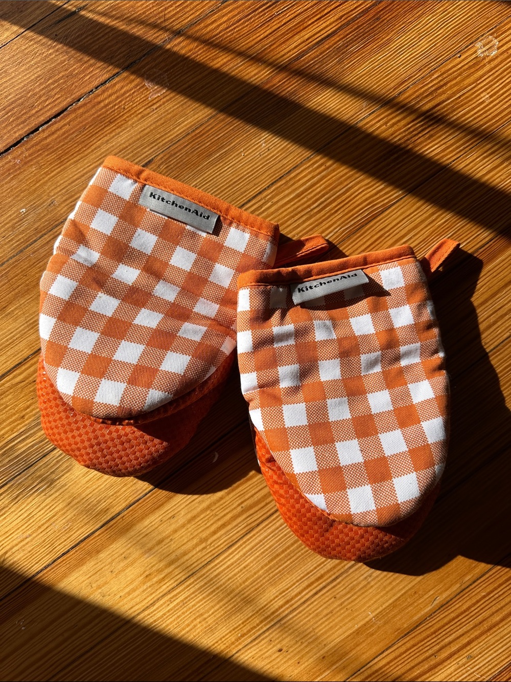 Autumn Orange Checkered Kitchen Aid Mitts